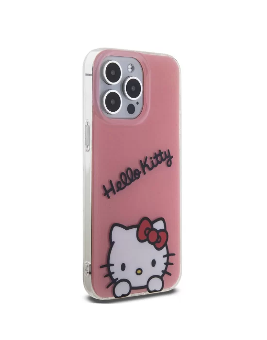 Apple iPhone 15 Pro Max Kılıf Hello Kitty Orjinal Lisanslı Askılı Yazı ve İkonik Logolu Daydreaming Kapak