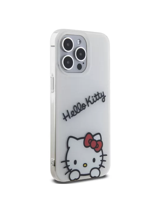 Apple iPhone 15 Pro Max Kılıf Hello Kitty Orjinal Lisanslı Askılı Yazı ve İkonik Logolu Daydreaming Kapak