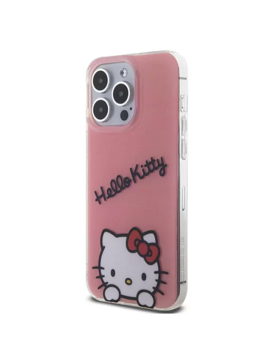 Apple iPhone 15 Pro Max Kılıf Hello Kitty Orjinal Lisanslı Askılı Yazı ve İkonik Logolu Daydreaming Kapak