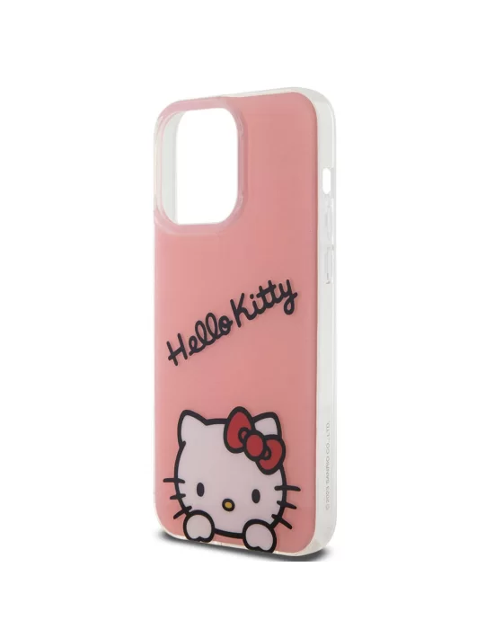 Apple iPhone 15 Pro Max Kılıf Hello Kitty Orjinal Lisanslı Askılı Yazı ve İkonik Logolu Daydreaming Kapak