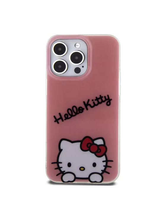 Apple iPhone 15 Pro Max Kılıf Hello Kitty Orjinal Lisanslı Askılı Yazı ve İkonik Logolu Daydreaming Kapak