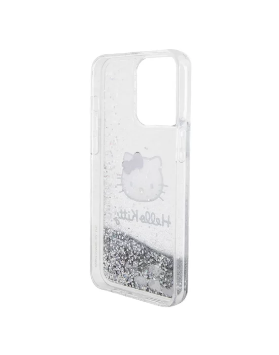 Apple iPhone 15 Pro Max Kılıf Hello Kitty Orjinal Lisanslı İkonik Sıvılı Glitter Kapak