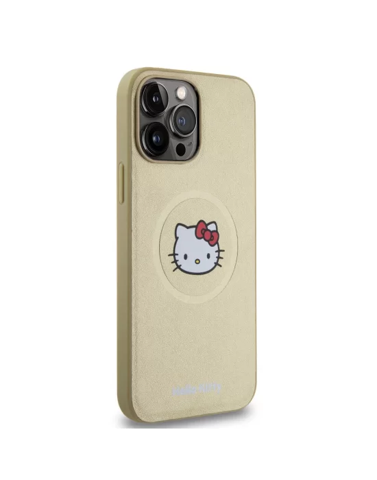 Apple iPhone 15 Pro Max Kılıf Hello Kitty Orjinal Lisanslı Magsafe Şarj Özellikli Kitty Head Deri Kapak