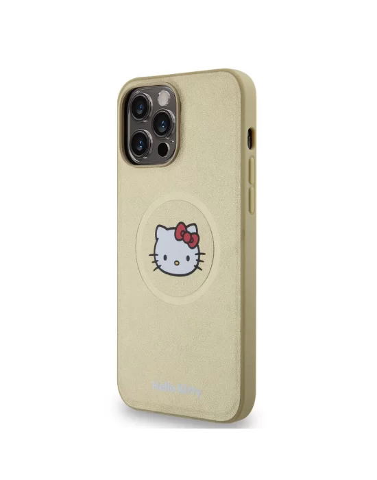 Apple iPhone 15 Pro Max Kılıf Hello Kitty Orjinal Lisanslı Magsafe Şarj Özellikli Kitty Head Deri Kapak