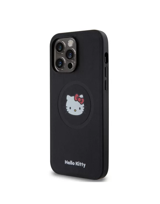 Apple iPhone 15 Pro Max Kılıf Hello Kitty Orjinal Lisanslı Magsafe Şarj Özellikli Kitty Head Deri Kapak