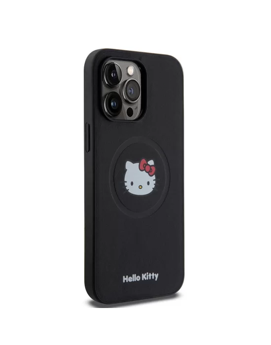 Apple iPhone 15 Pro Max Kılıf Hello Kitty Orjinal Lisanslı Magsafe Şarj Özellikli Kitty Head Deri Kapak