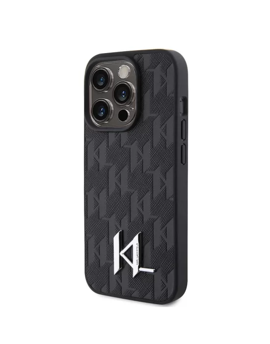 Apple iPhone 15 Pro Max Kılıf Karl Lagerfeld Hot Stamp K&L Metal Logo Orjinal Lisanslı Kapak