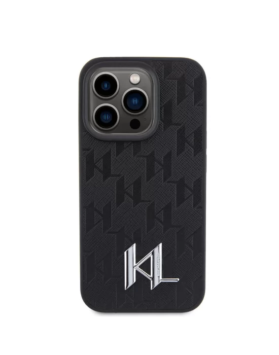 Apple iPhone 15 Pro Max Kılıf Karl Lagerfeld Hot Stamp K&L Metal Logo Orjinal Lisanslı Kapak