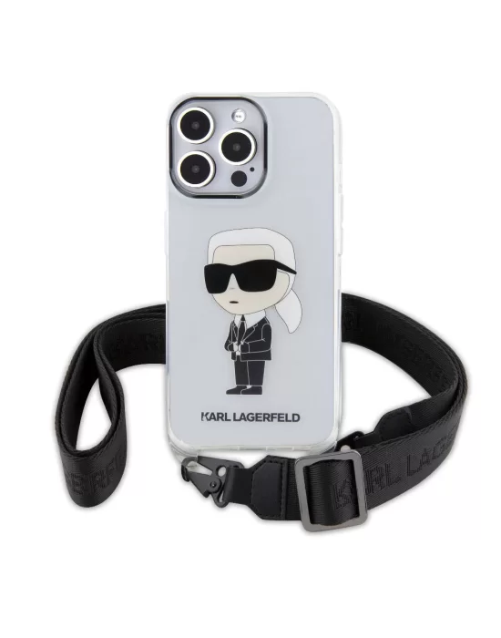 Apple iPhone 15 Pro Max Kılıf Karl Lagerfeld Orjinal Lisanslı Boyun Askılı Karl İkonik Crossbody Kapak