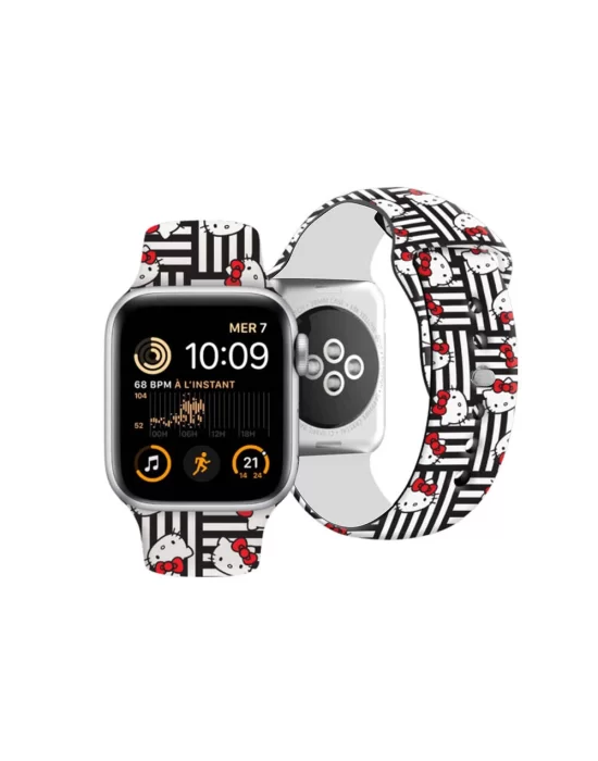 Apple Watch 38mm Hello Kitty Orjinal Lisanslı Çizgiler & Kitty Silikon Kordon