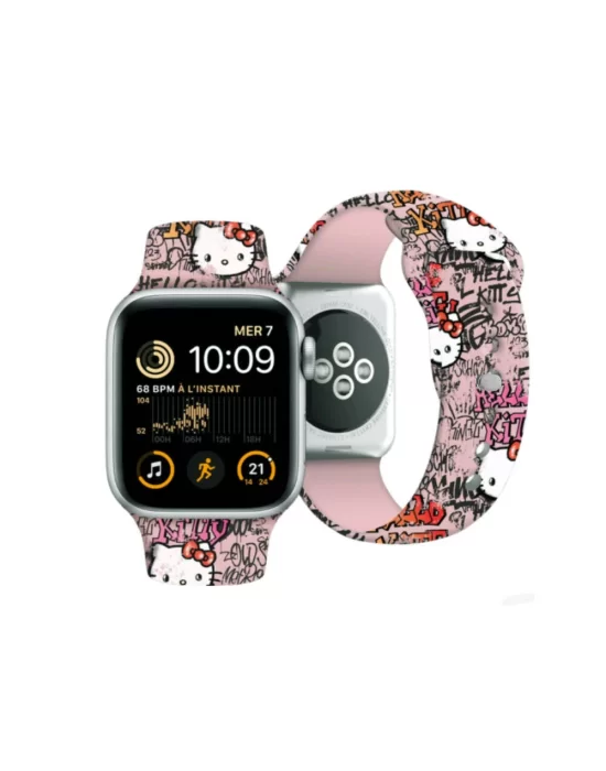 Apple Watch 38mm Hello Kitty Orjinal Lisanslı Etiket Graffiti Silikon Kordon