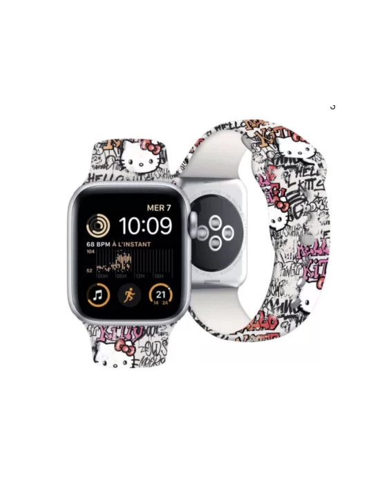 Apple Watch 38mm Hello Kitty Orjinal Lisanslı Etiket Graffiti Silikon Kordon