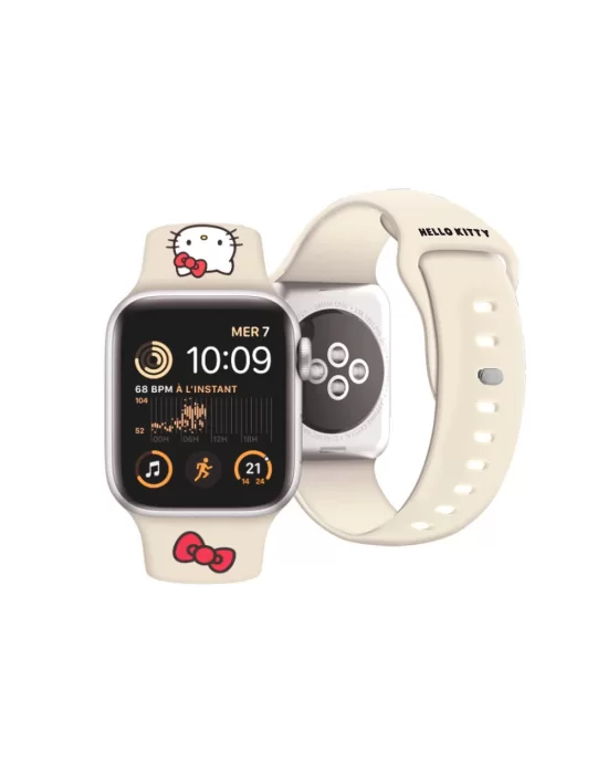 Apple Watch 38mm Hello Kitty Orjinal Lisanslı Yazı Logolu Fiyonk & Kitty Head Silikon Kordon