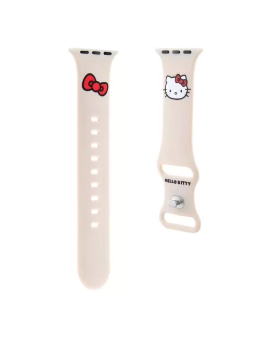 Apple Watch 38mm Hello Kitty Orjinal Lisanslı Yazı Logolu Fiyonk & Kitty Head Silikon Kordon