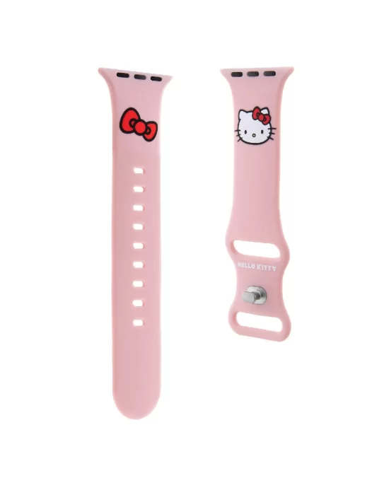 Apple Watch 40mm Hello Kitty Orjinal Lisanslı Yazı Logolu Fiyonk & Kitty Head Silikon Kordon