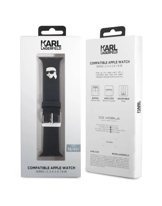 Apple Watch 7 41mm Karl Lagerfeld Orjinal Lisanslı İkonik Karl Head Logolu Silikon Kordon