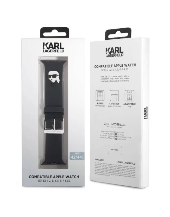 Apple Watch Ultra 49mm Karl Lagerfeld Orjinal Lisanslı İkonik Karl Head Logolu Silikon Kordon