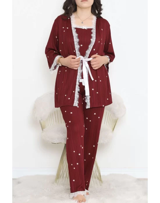 Battal Pegasus Set Pijama Takımı Bordobeyaz - 670.1287.