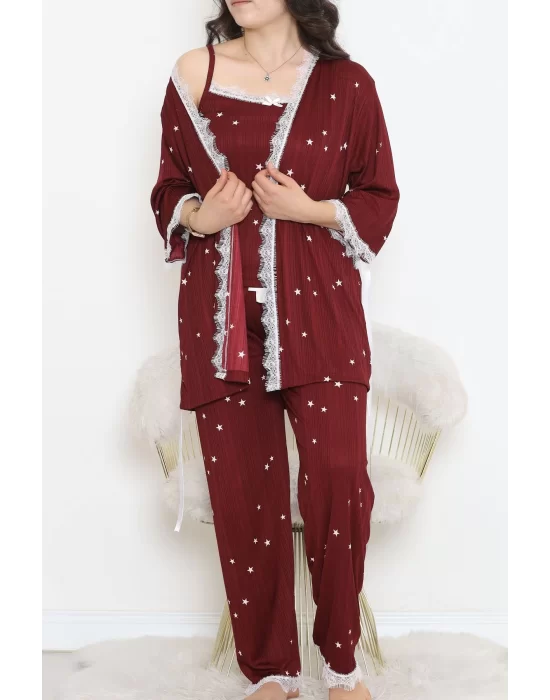 Battal Pegasus Set Pijama Takımı Bordobeyaz - 670.1287.