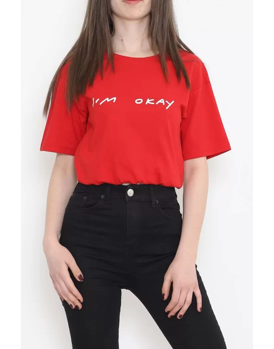 Beli Lastikli Crop Tişört Kırmızı - 16550.1567.