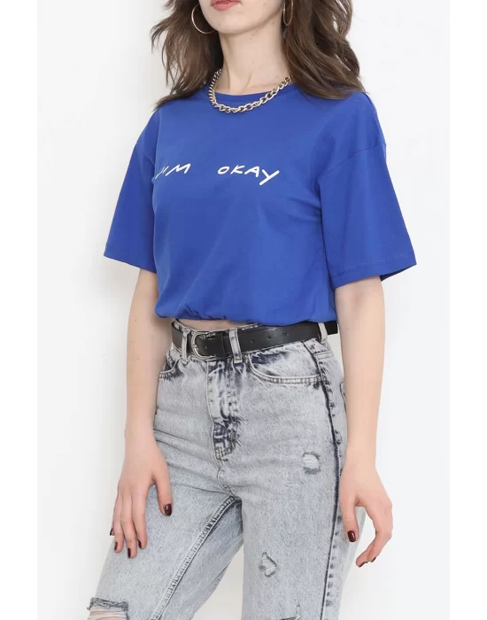 Beli Lastikli Crop Tişört Saks - 16550.1567.