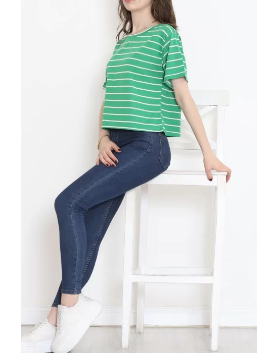 Çizgili Crop Tişört Benetton  - 9525.1567.