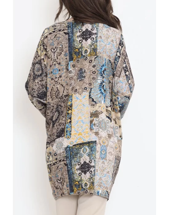 Desenli Kimono Kahvemavi - 1658.1095.