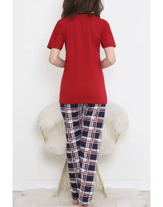 Desenli Pijama Takımı Kırmızı - 15279.1773.