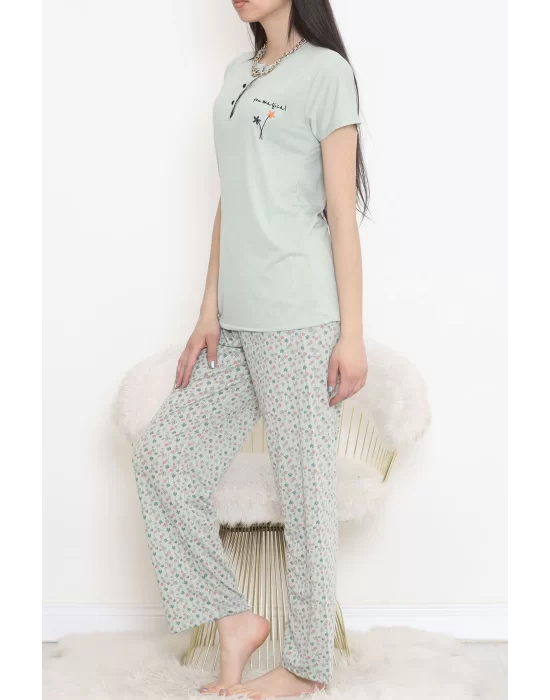 Düğmeli Pijama Takımı Açıkmint - 704.1287.