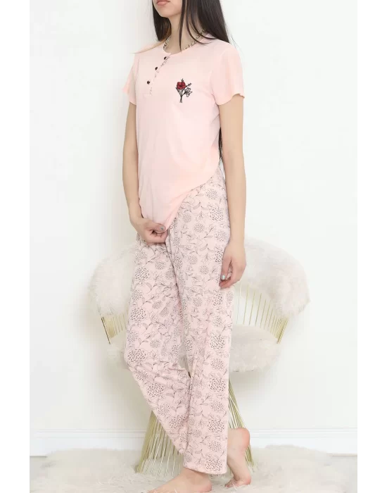 Düğmeli Pijama Takımı Açıksomon - 704.1287.