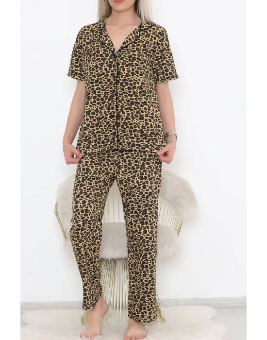 Düğmeli Pijama Takımı Leopar - 11449.102.