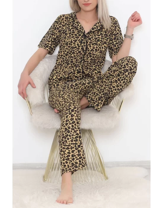 Düğmeli Pijama Takımı Leopar - 11449.102.