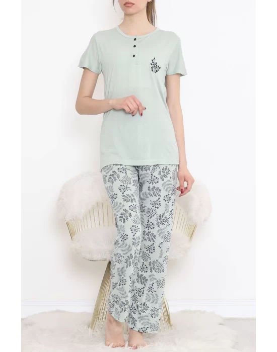 Düğmeli Pijama Takımı Mint - 704.1287.