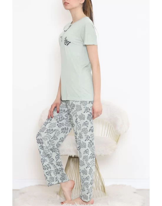 Düğmeli Pijama Takımı Mint - 704.1287.