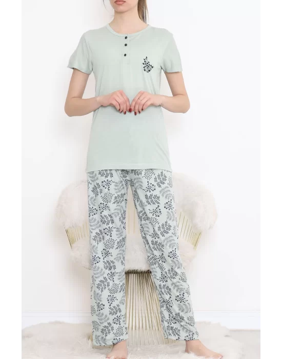 Düğmeli Pijama Takımı Mint - 704.1287.