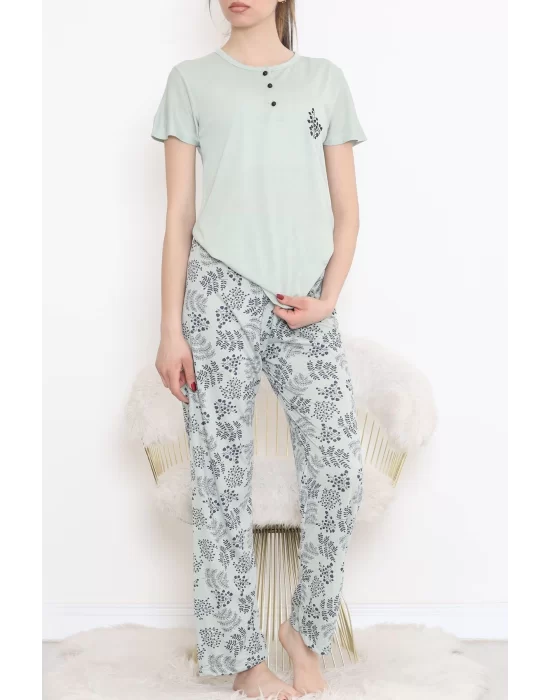 Düğmeli Pijama Takımı Mint - 704.1287.