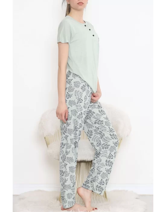 Düğmeli Pijama Takımı Mint - 704.1287.