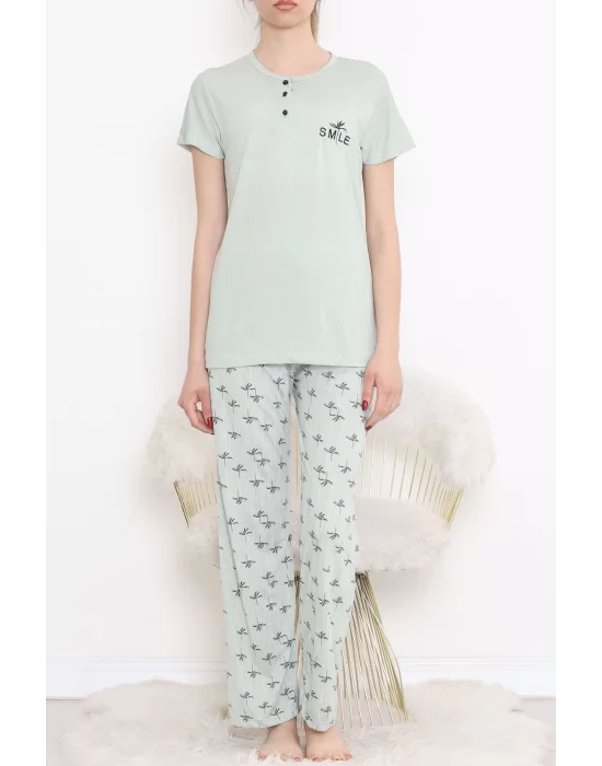 Düğmeli Pijama Takımı Mintlaci - 704.1287.