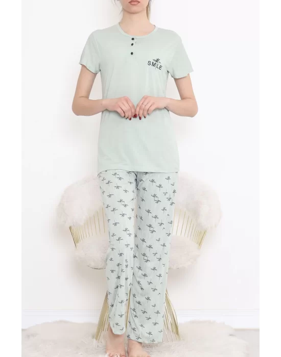 Düğmeli Pijama Takımı Mintlaci - 704.1287.