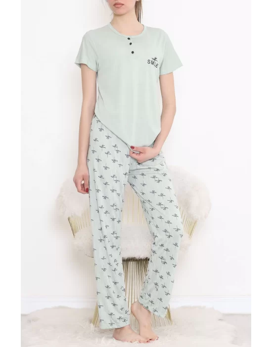 Düğmeli Pijama Takımı Mintlaci - 704.1287.