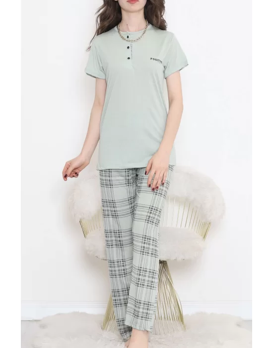 Düğmeli Pijama Takımı Mintyeşili - 704.1287.