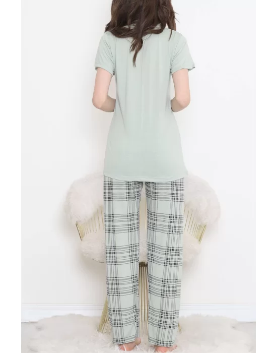 Düğmeli Pijama Takımı Mintyeşili - 704.1287.