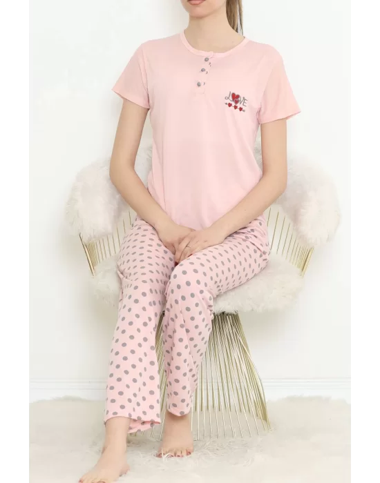 Düğmeli Pijama Takımı Pembe - 704.1287.