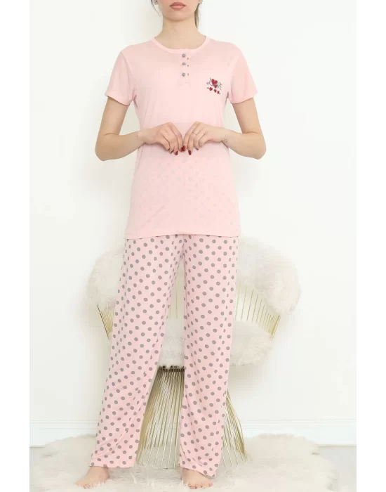 Düğmeli Pijama Takımı Pembe - 704.1287.