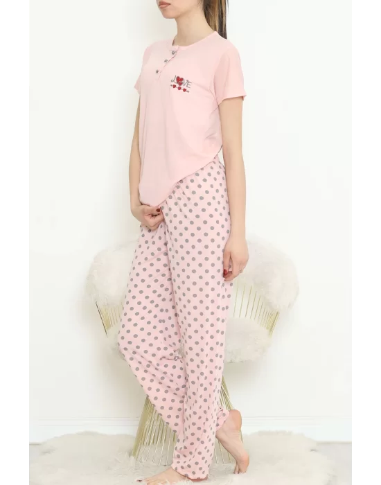 Düğmeli Pijama Takımı Pembe - 704.1287.