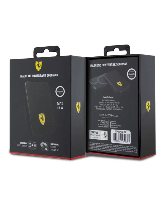 Ferrari Led Işıklı Göstergeli Magsafe Magnetik Orjinal Lisanslı Powerbank 5000 Mah