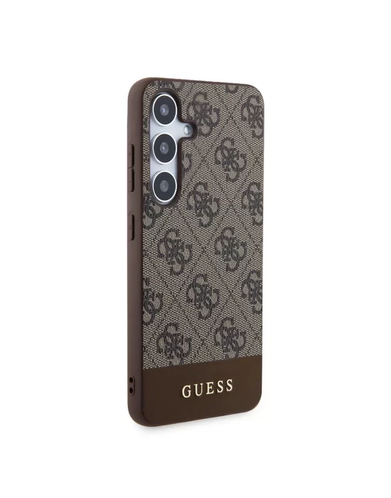 Galaxy S24 Kılıf Guess Orjinal Lisanslı PU Deri Şerit Logo Dizaynlı Kapak