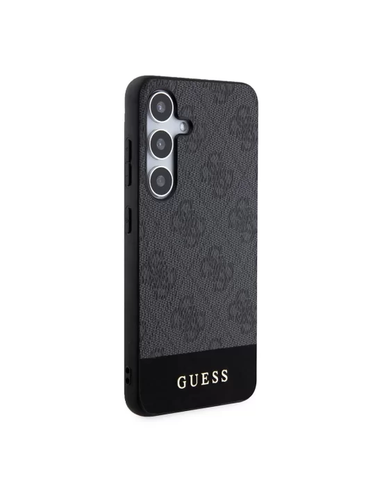 Galaxy S24 Kılıf Guess Orjinal Lisanslı PU Deri Şerit Logo Dizaynlı Kapak