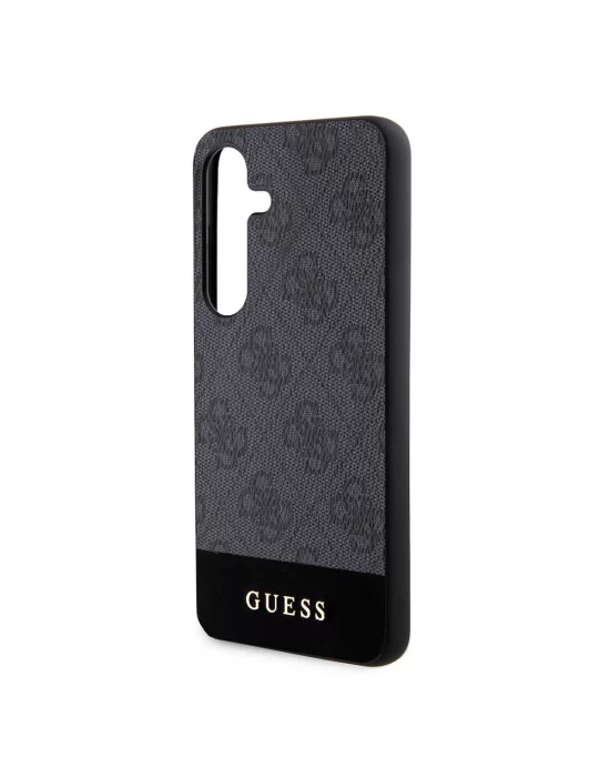 Galaxy S24 Kılıf Guess Orjinal Lisanslı PU Deri Şerit Logo Dizaynlı Kapak