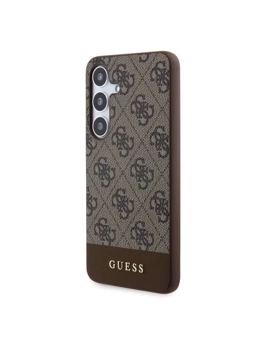 Galaxy S24 Kılıf Guess Orjinal Lisanslı PU Deri Şerit Logo Dizaynlı Kapak